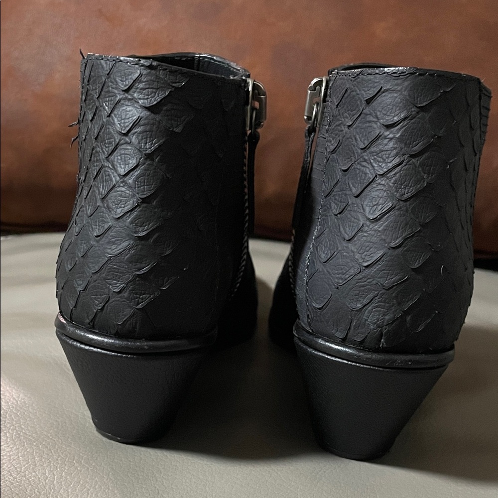 GIUSEPPE ZANOTTI Vero Cuoio EXOTIC LEATHER  Black  Ankle Booties - Picture 7 of 11
